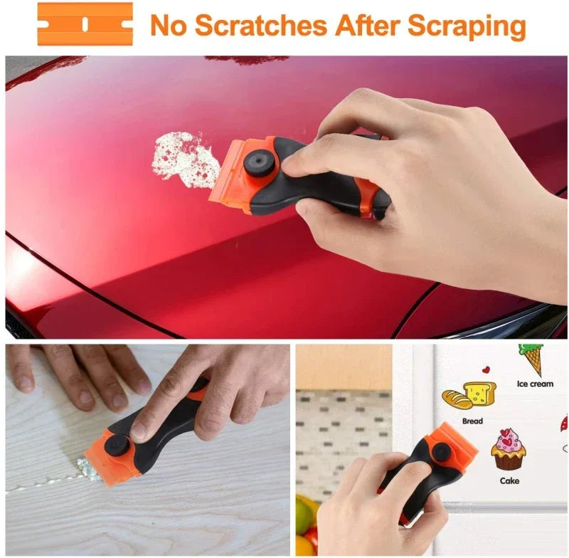 Plastic & Metal Razor Blade Scraper, Window Glass Cleaner, Vinyl Film