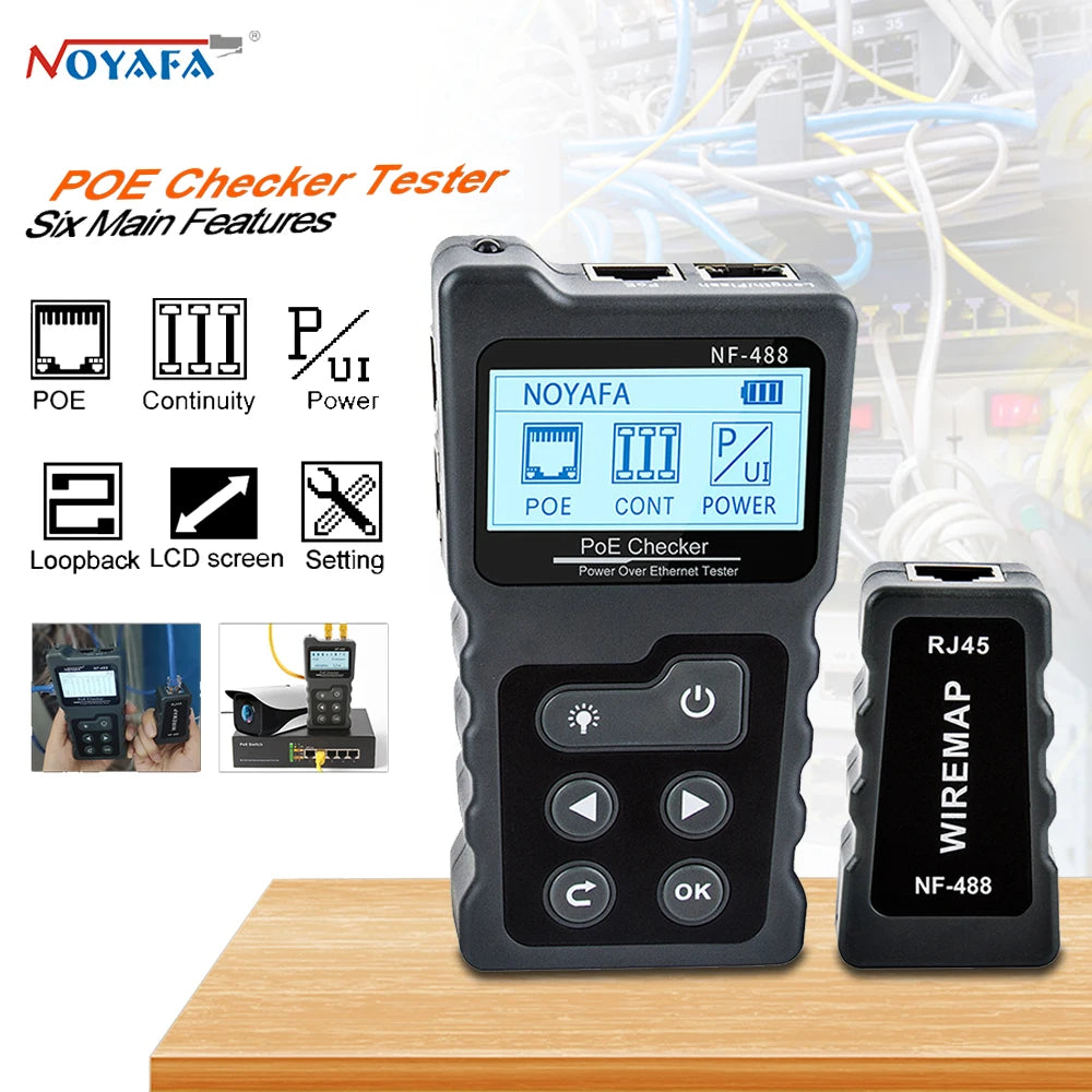 NOYAFA NF-488 LCD PoE Checker & LAN Cable Tester – Cat5/Cat6
