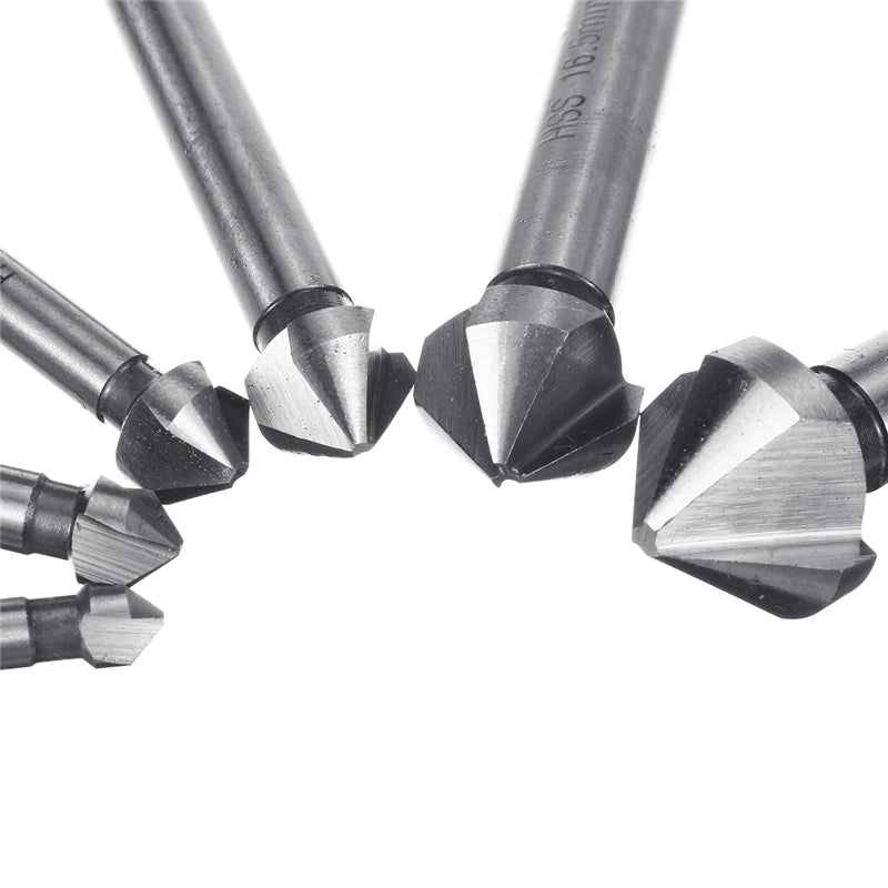 6Pcs 3 Flutes 90 Degree HSS Chamfering Cutter Woodworking Milling