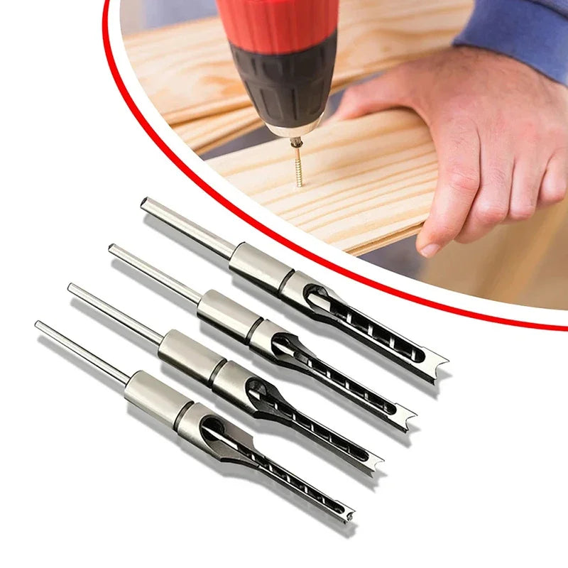 HSS Square Hole Drill Set - Auger Mortising Chisel Bit