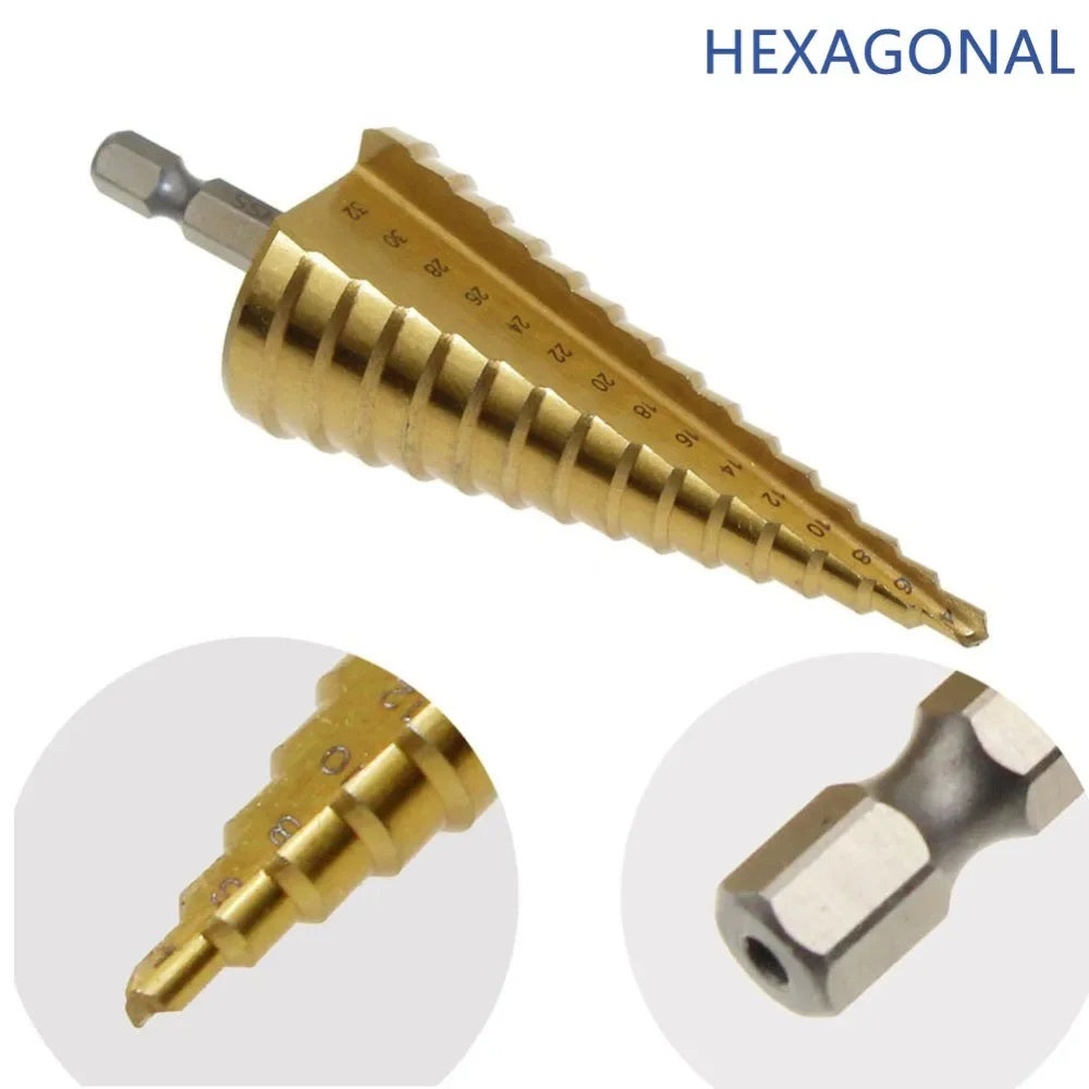 4-12 4-20 4-32 MM HSS Titanium Coated Step Drill Bit Drilling Power