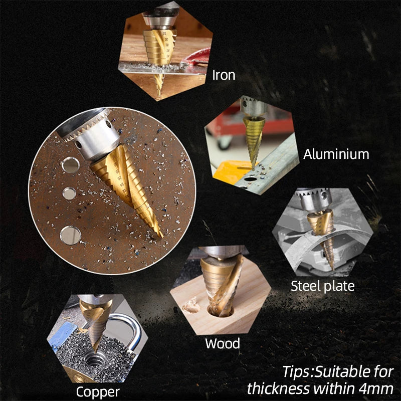 Step Drill Bit Saw Drill Bit Set Titanium 4-12 4-20 4-32mm Wood Metal