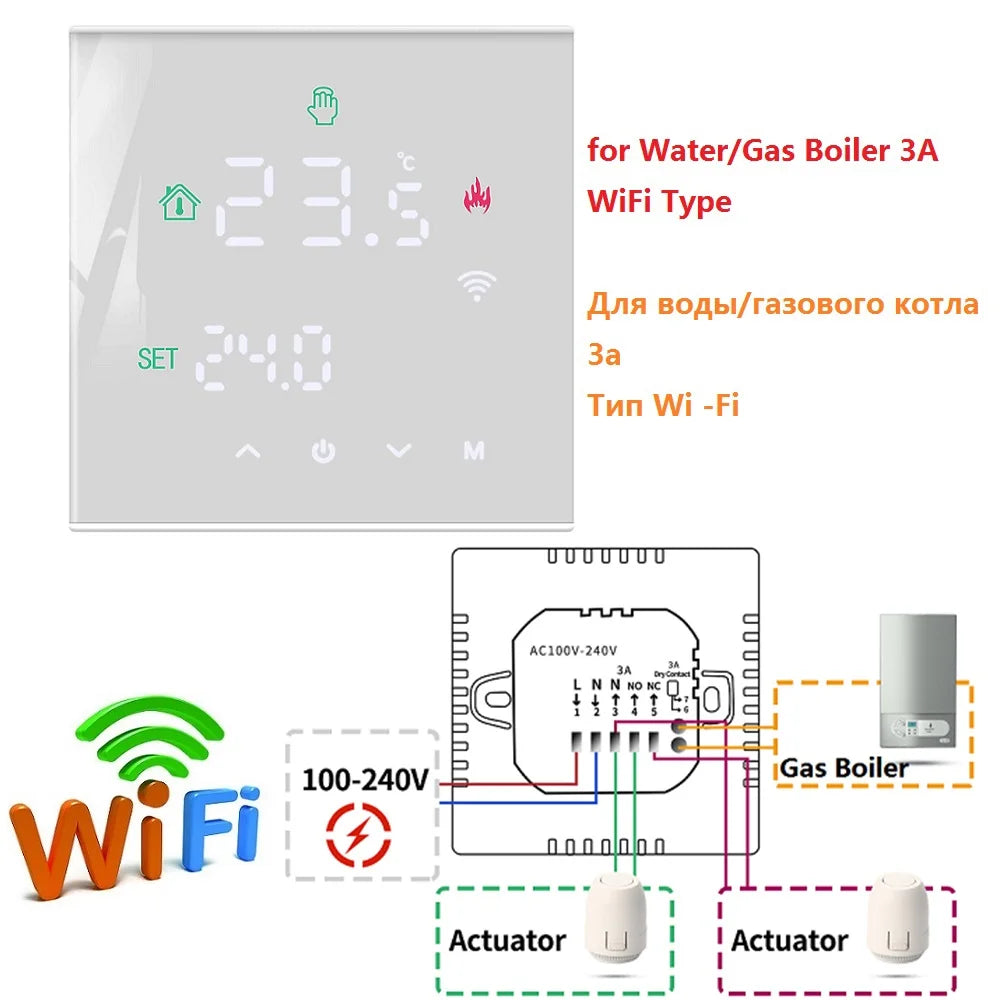Tuya WiFi Smart Thermostat – LCD Touch Screen for Floor & Gas Heating