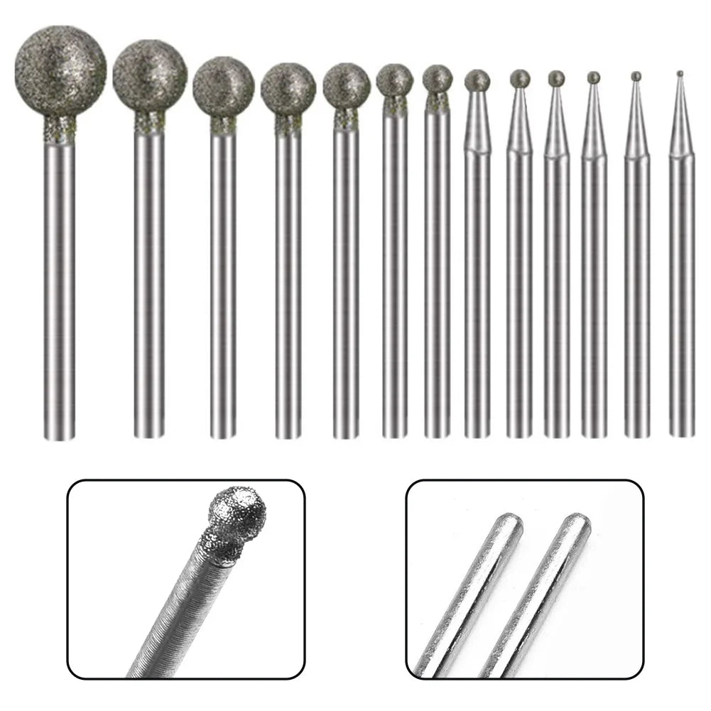 5Pcs 0.5mm-8mm Diamond Round Burring Sanding Drill Bit Cutting