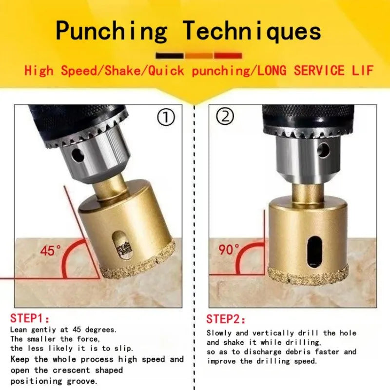 Diamond Brazed Core Dry Drill For Porcelain Tiles Marble Glass