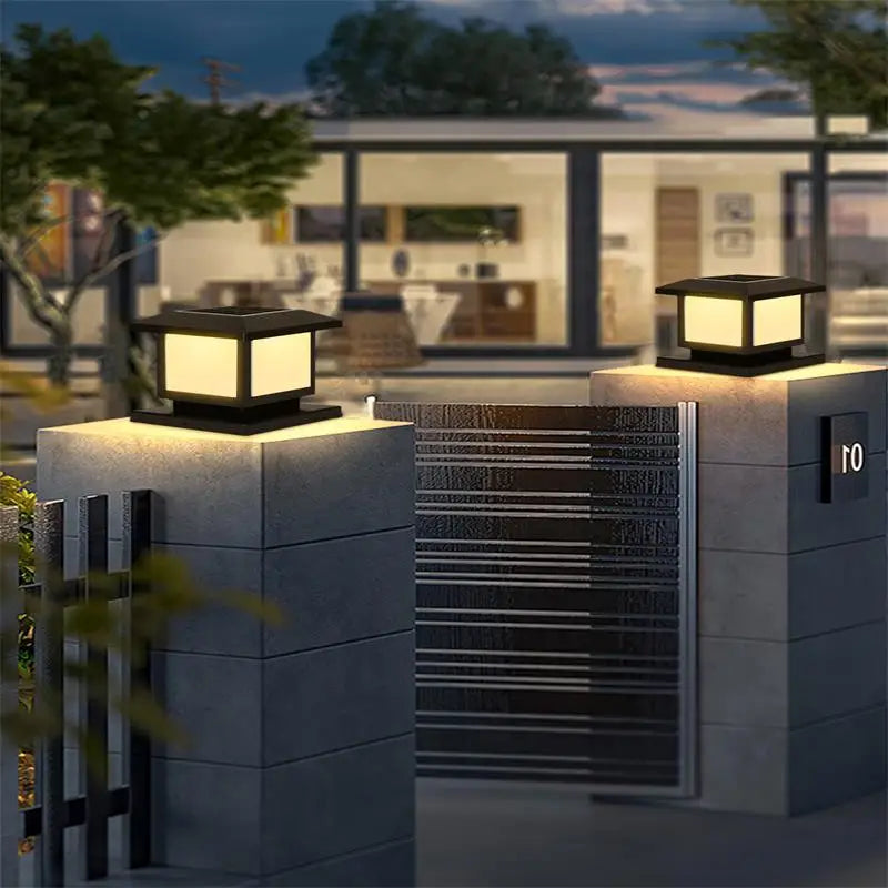 Timed LED Solar Outdoor Light Pillar Solar Lights Waterproof Thick