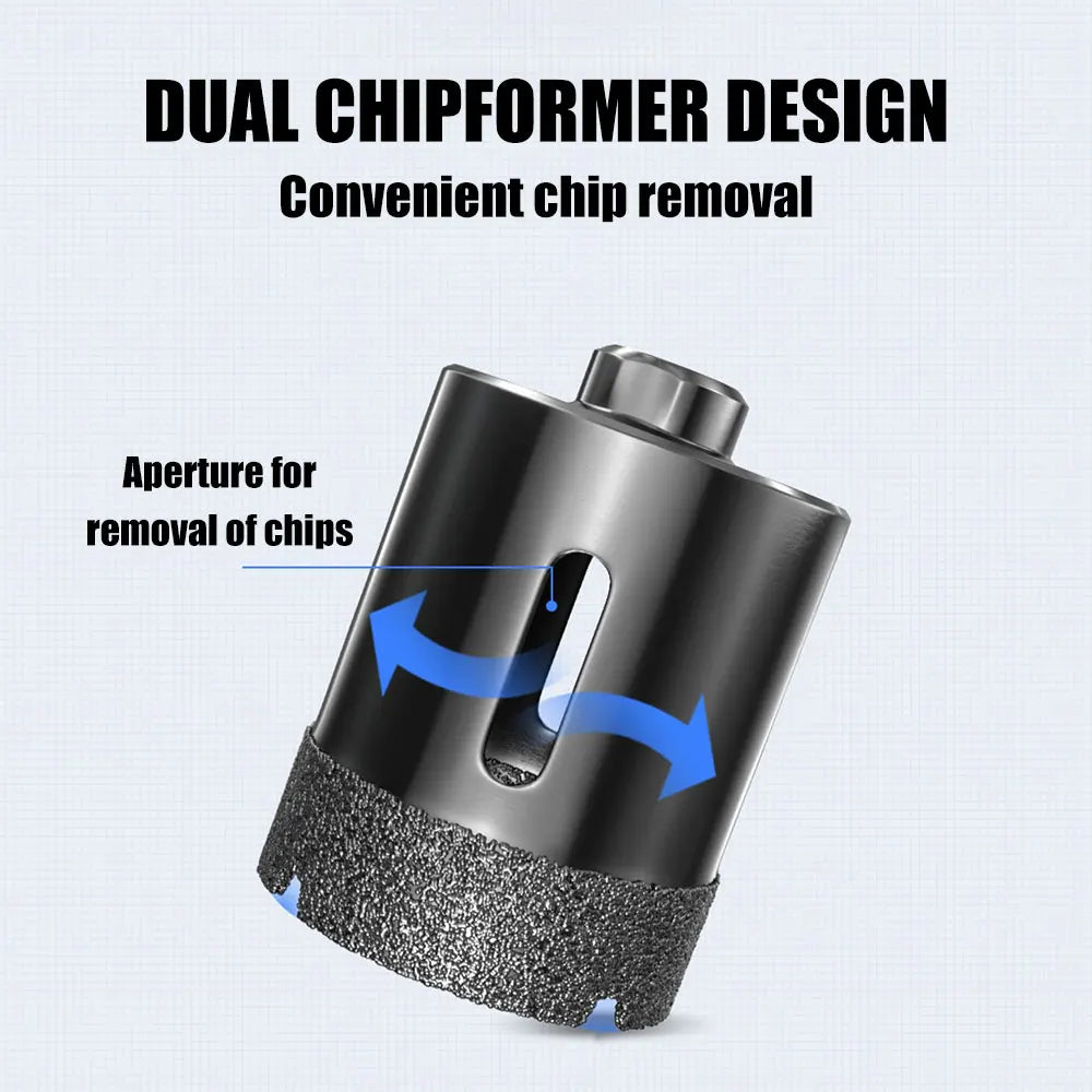M10 6-100mm Diamond Brazed Core Dry Drill Bit For Porcelain Tiles
