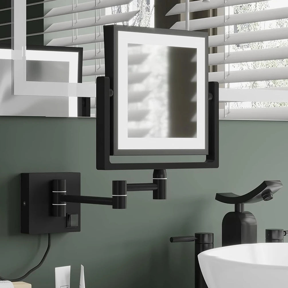 Rose Gold Square Led Bathroom Mirror Wall Mounted Lighted Bathroom