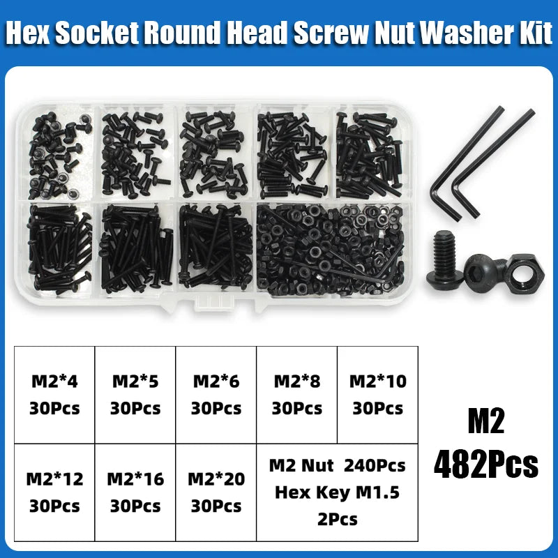 2510p Hex Hexagon Socket Button Head Screw Kit M2 M2.5 M3 M4 M5 M6