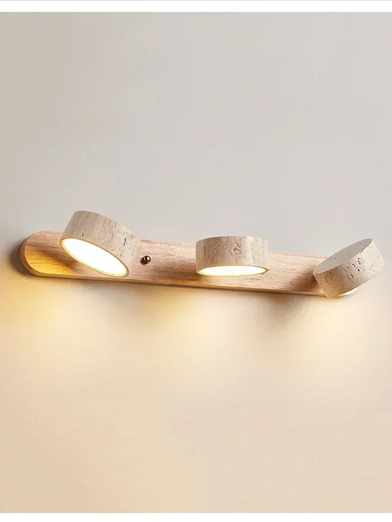 Rotatable Spanish Natural Limestone Round LED Wall Lamp Double‑Sided