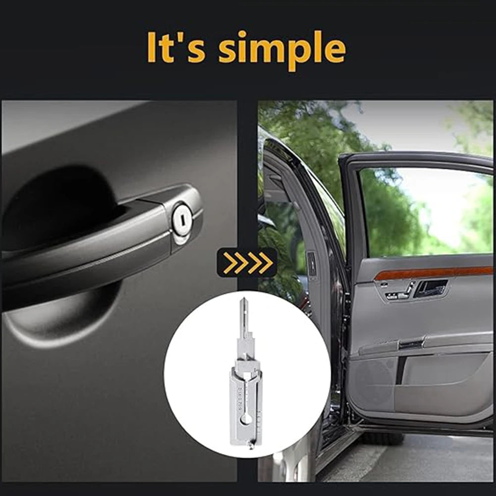 2-in-1 Stainless Steel Key Decoder Portable Precision Hook And Pickup