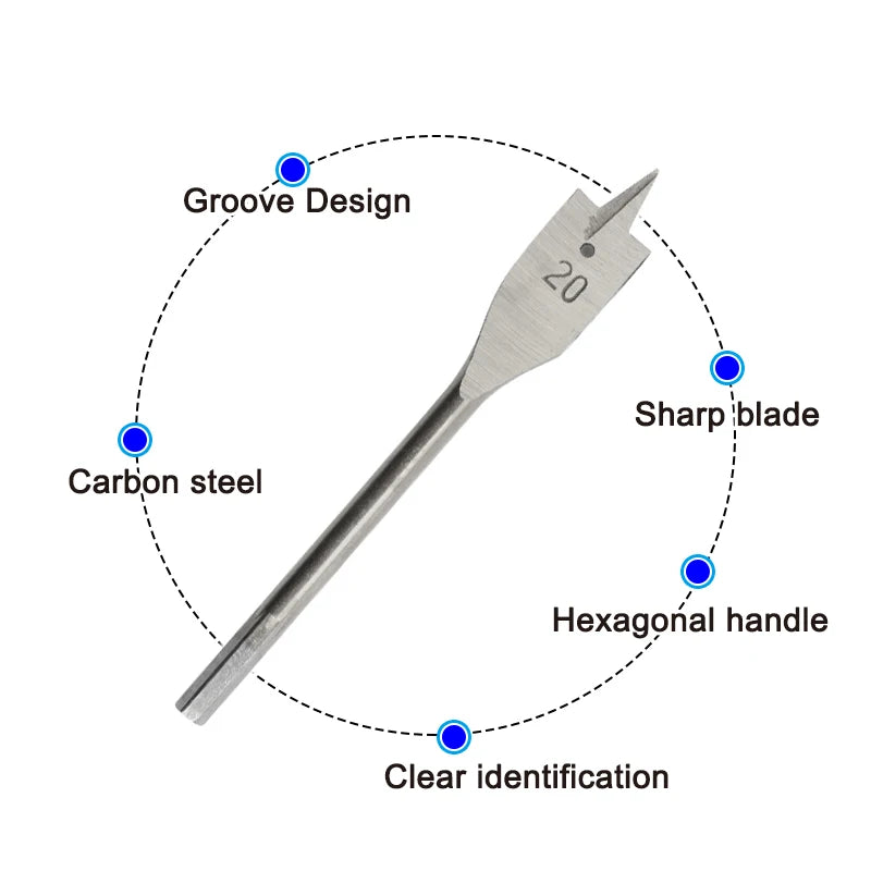 6pc Natural Color Three Pointed Flat Drill Hexagonal Handle