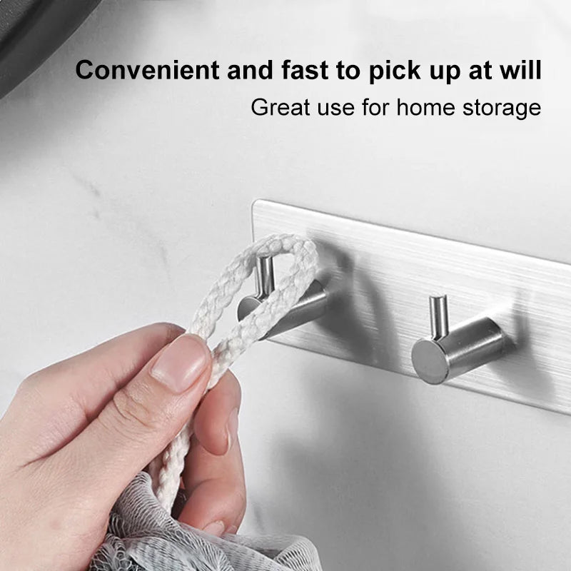 Stainless steel adhesive hooks for hanging clothes on the back of d...