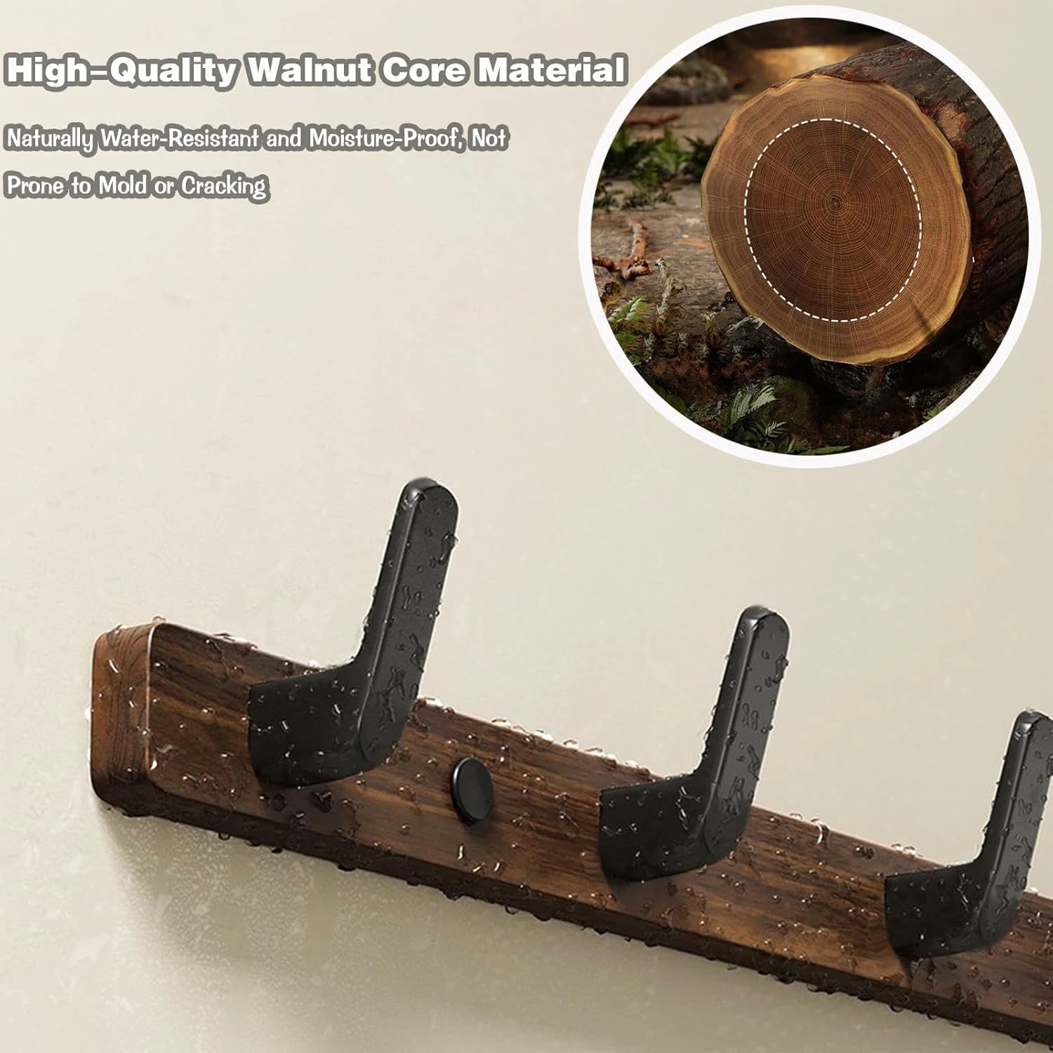 Walnut Wall Mounted Coat Rack Fitting Room Wall Hooks Hanger Hat Hook