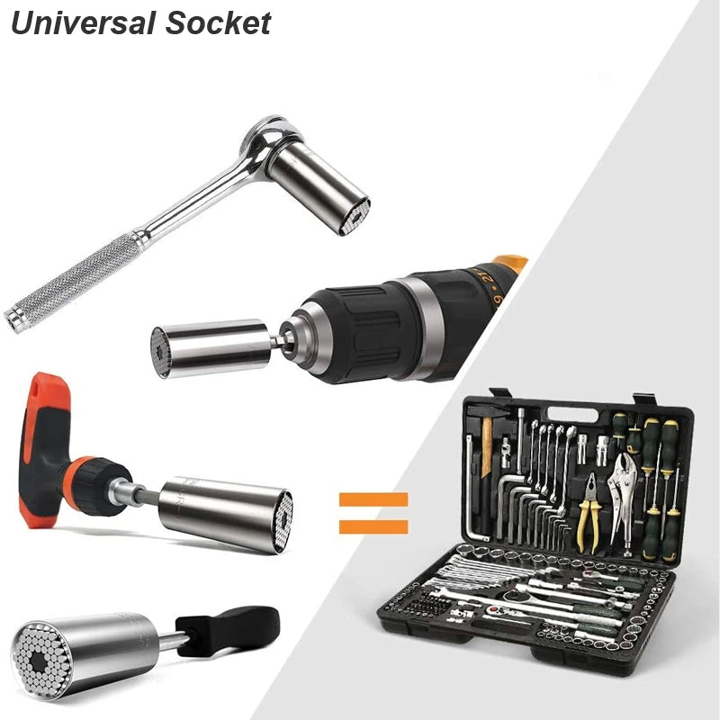 Universal Socket Wrench Head Set Sleeve Gadget 7-19mm Power Drill