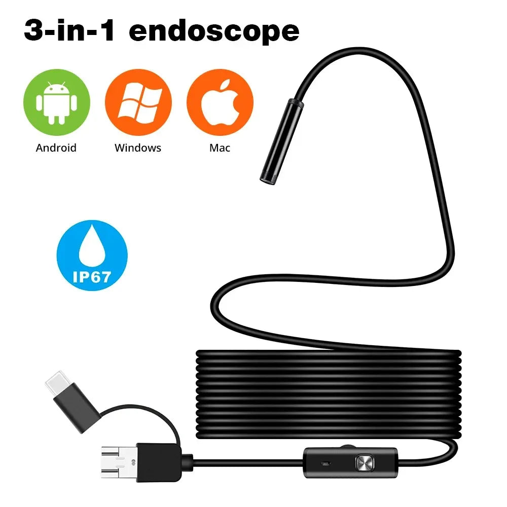 3 in 1 USB Endoscope for OTG Android Phone 7mm Borescope Inspection