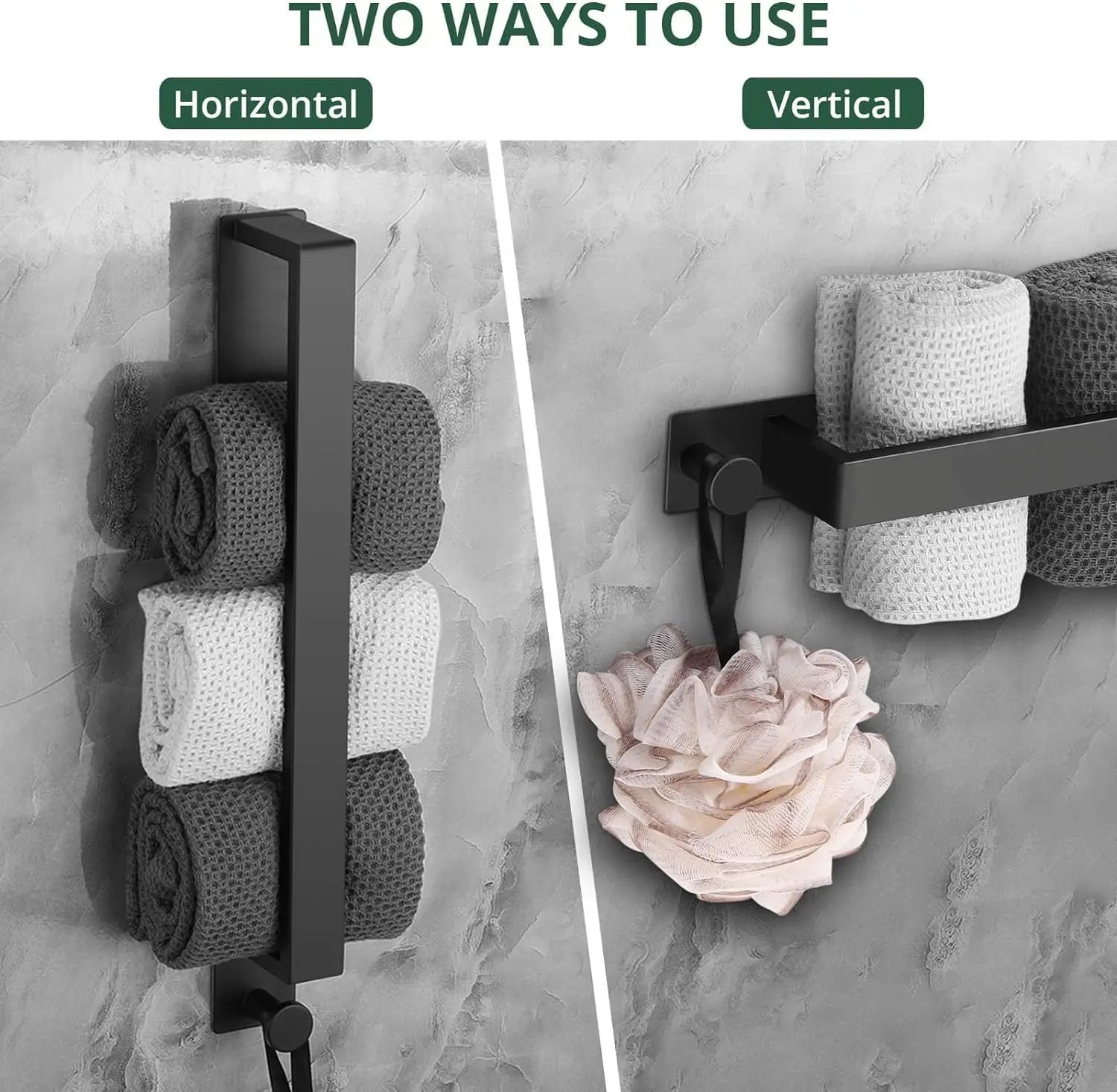40cm Self Adhesive Towel Rack With Hooks Stainless Steel Towel Holder