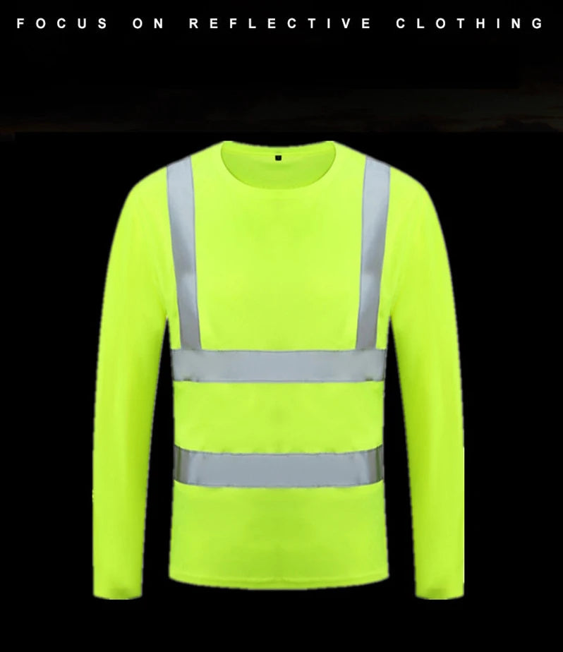 Reflective Shirt for Men Long Sleeve Work Shirt High Visibility
