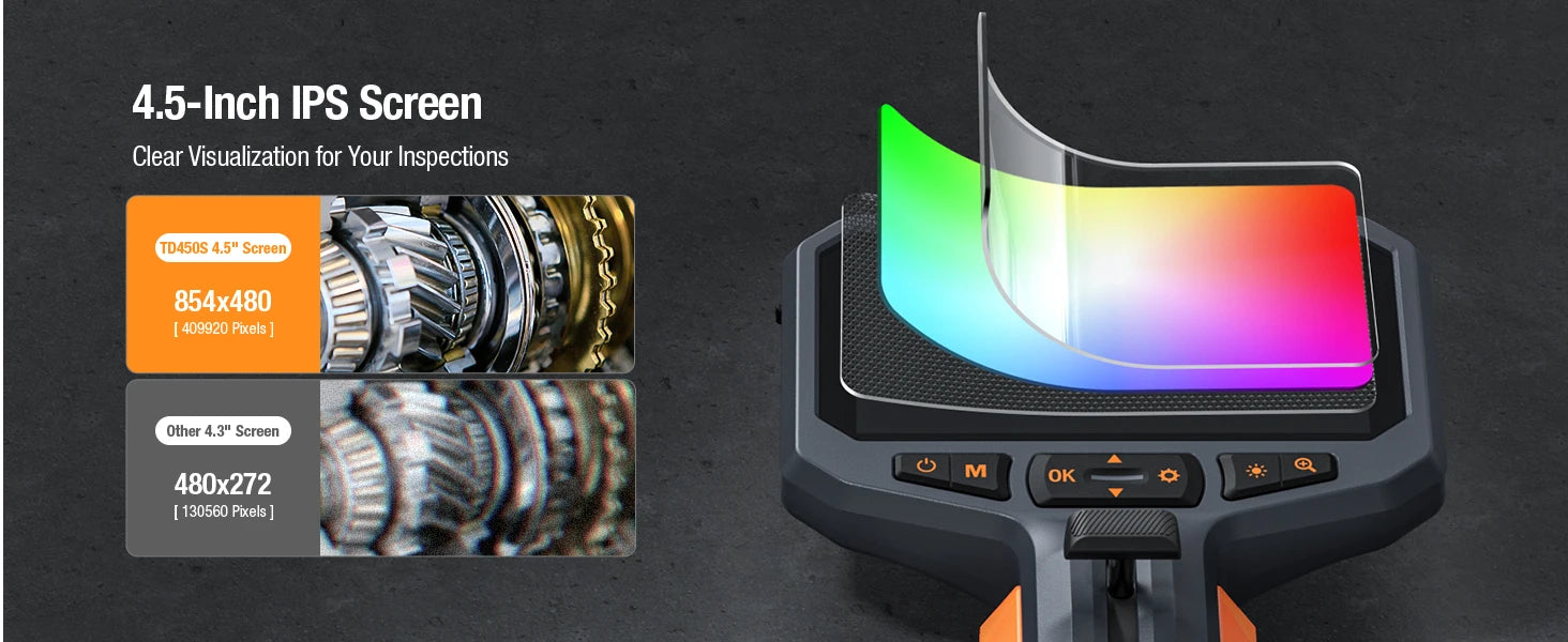 TESLONG TD450S 4.5Inch Screen Articulating Borescope 1080P 5 Inch IPS