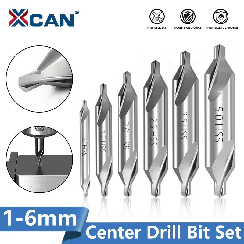 XCAN HSS Center Drill Bits 60-Degree Angle Center Drill Bits
