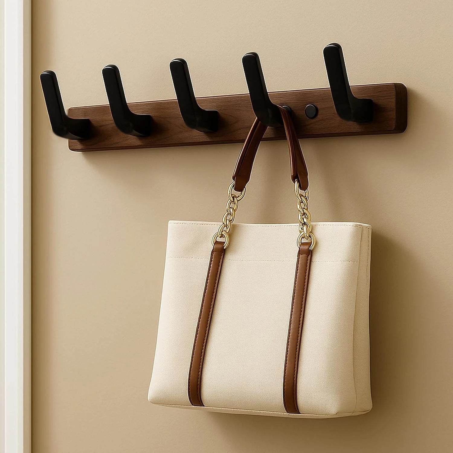 Walnut Wall Mounted Coat Rack Fitting Room Wall Hooks Hanger Hat Hook