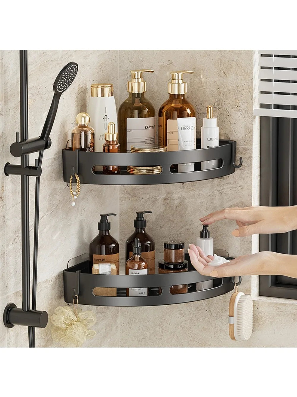 NEW 3/2/1 PCS Adhensive Bathroom Shampoo Holder Shower Caddy Shelves