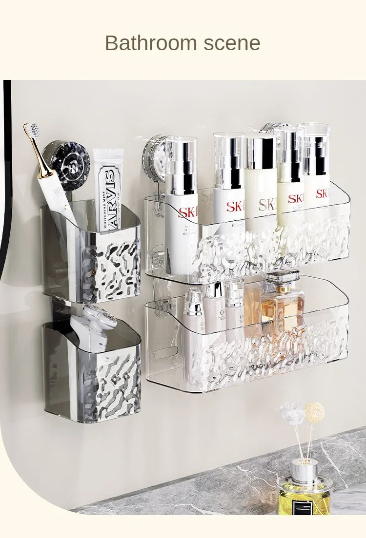 Acrylic Shelf Bathroom Rotating Suction Cup Shelf Kitchen Vanity No