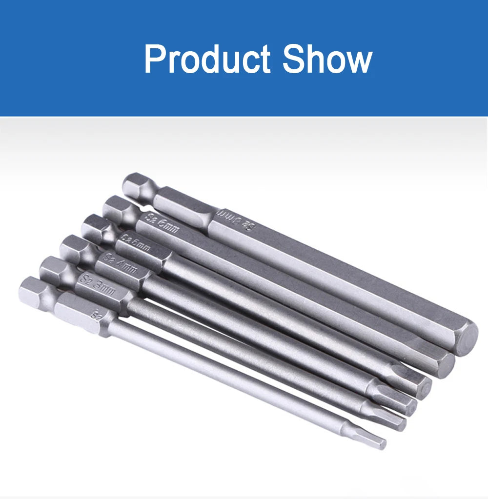 8pcs 100mm Hex Head Allen Wrench Drill Bits Set SAE Metric Allen