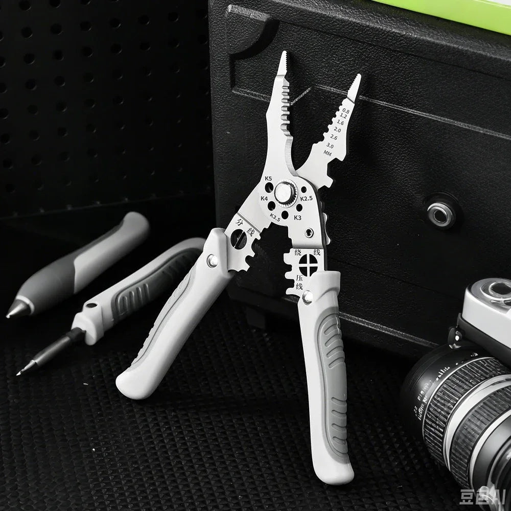 Pintudy 21 in 1 Wire Stripping Pliers Bent Non Slip Handle