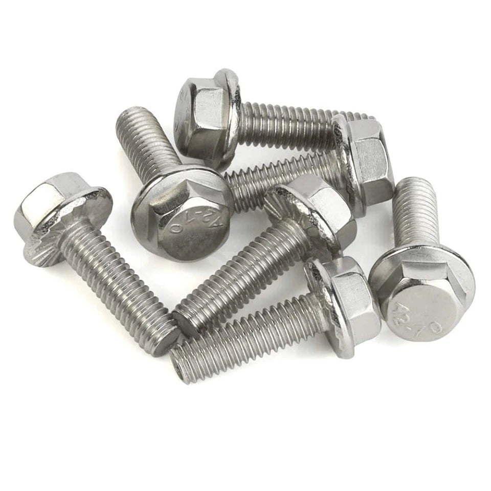 1-10pcs Hex Flange Bolt 304 Stainless Steel M4 M5 M6 M8 M10 M12