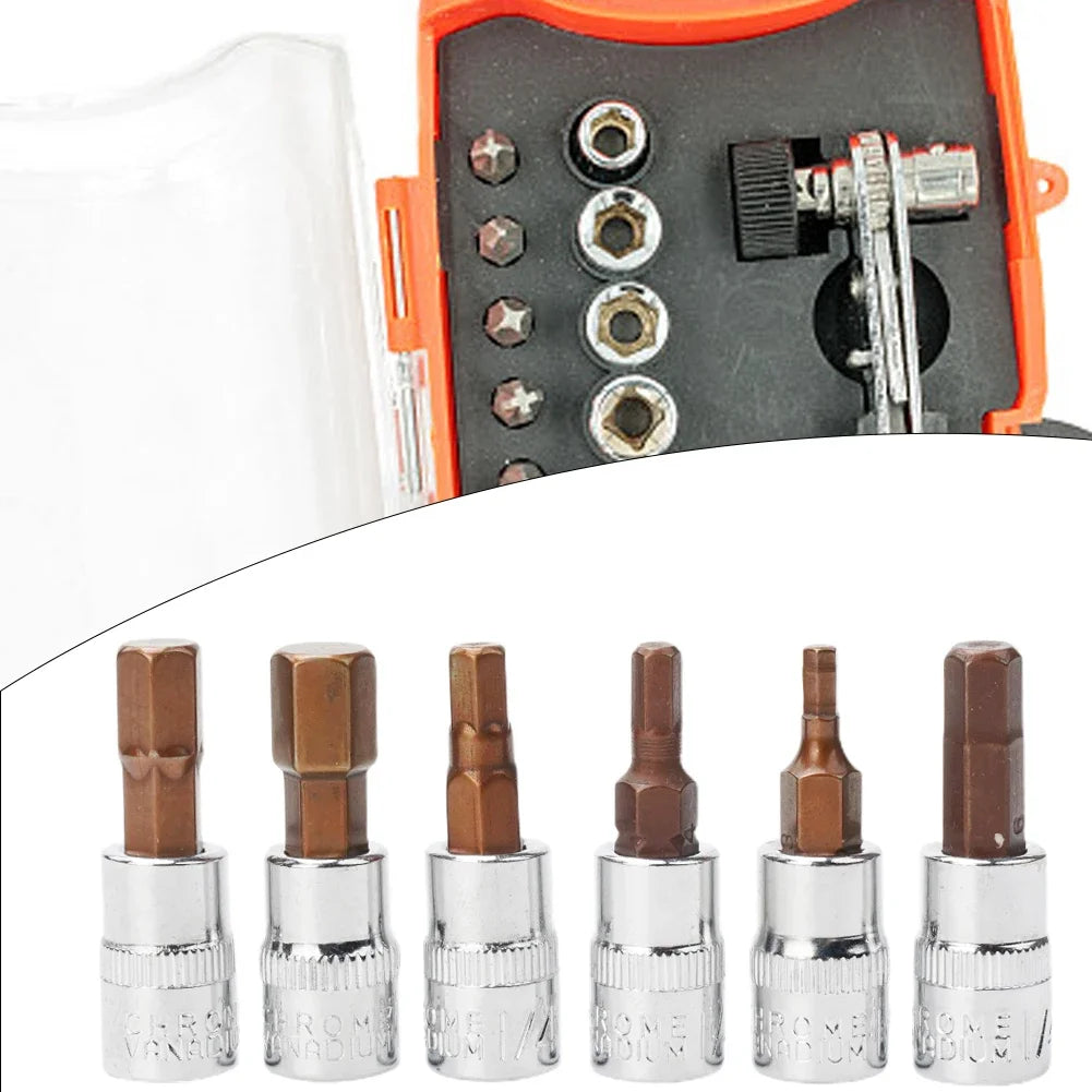 6Pcs 1/4 Inch Screwdriver Bit Socket Set Hex Screw Driver Bits H3-H8