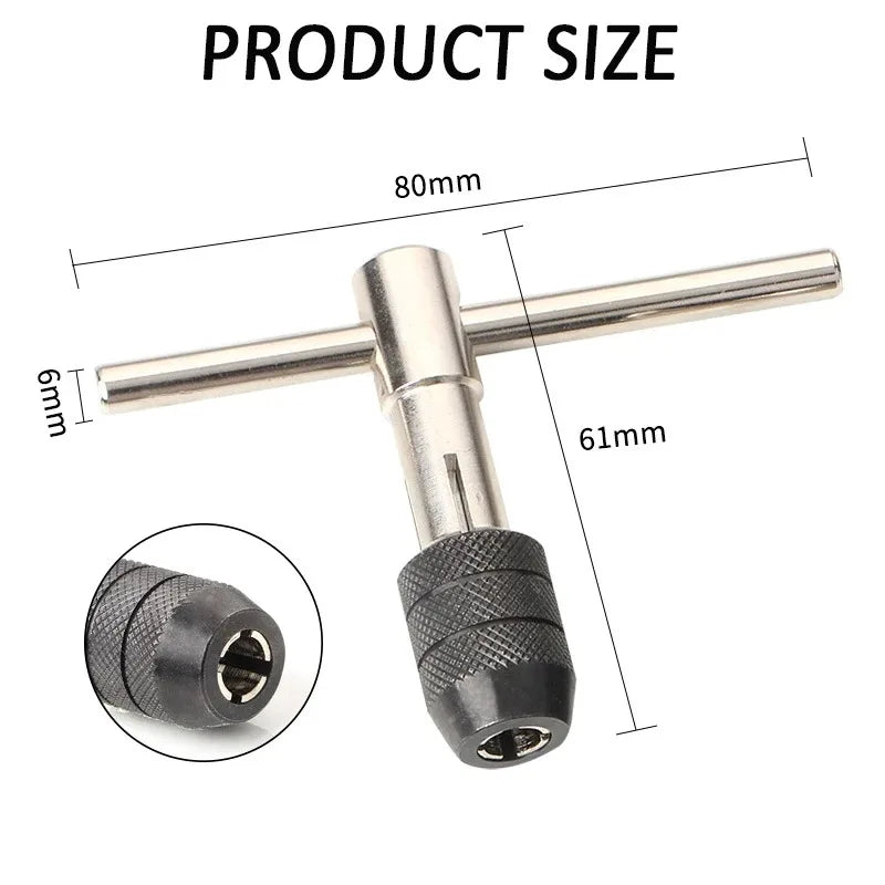 T-Handle Wrench M3 M4 M5 M6 M8 Hand Tap Reamer Thread Tapping Tool