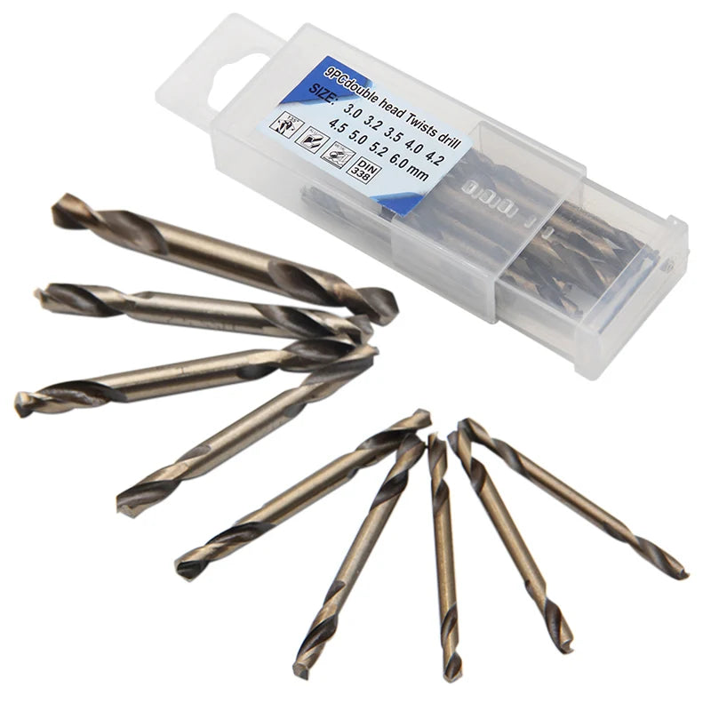 HSS 4341 straight handle double head twist drill metal drilling 9pc