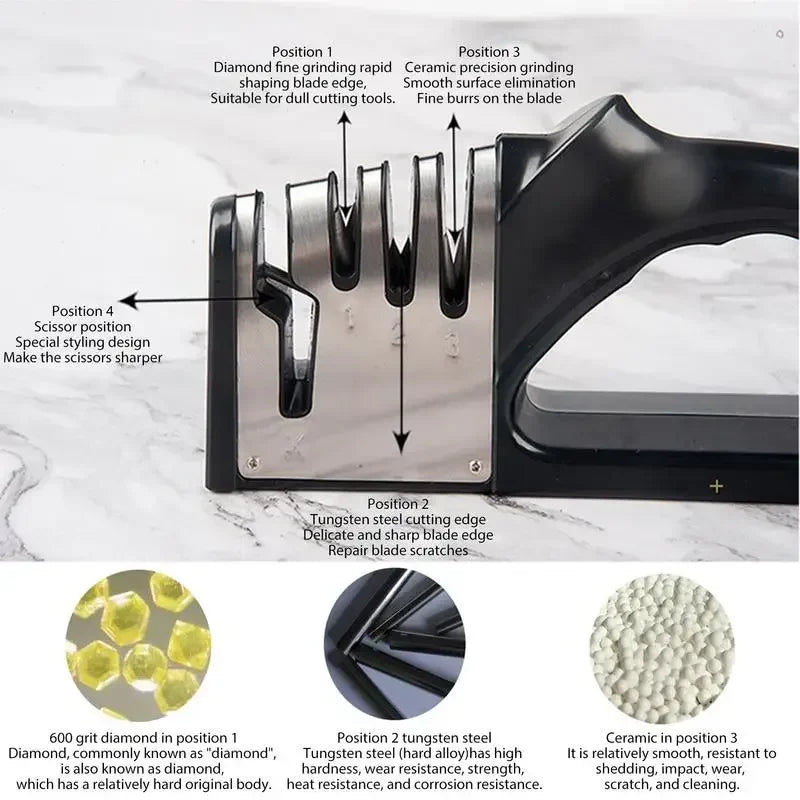 Kitchen 4 Segment Knife Sharpener Multifunctional Portable Non-slip