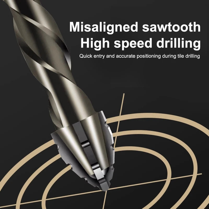 NEW! 7pcs/sets Tungsten Steel Serrated Drilling Bit Set For Ceramic