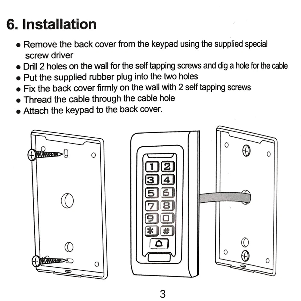 Backlight Metal Keypad Wiegand RFID Card Reader 125khz Access Control