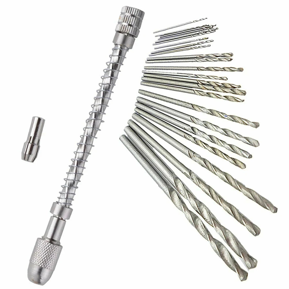 22Pcs 0.3mm-1.6mm Hand Drill Bit Set Semi-Automatic Micro Mini HSS