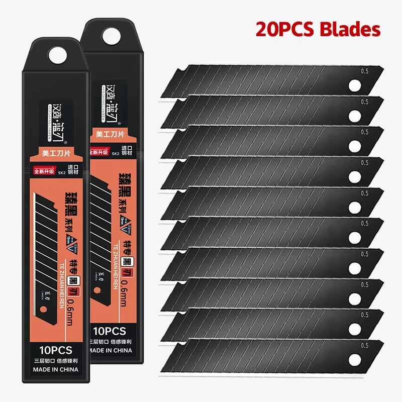 100/10PCS Carbon Steel Replace Utility Knife Blade 100mm*18mm Black