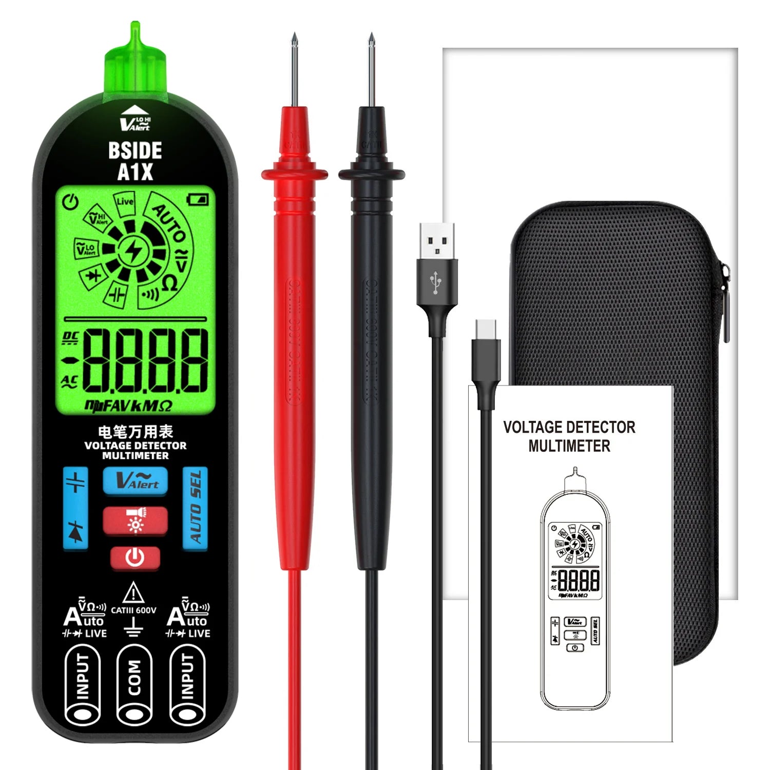 BSIDE NEW Voltage Tester Pen Multimeter Electronic USB Tester