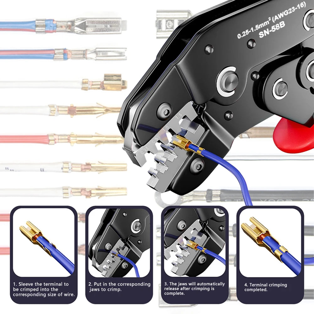 Ratcheting Crimping Tool Set For Dupont JST MOLEX Open Barrel
