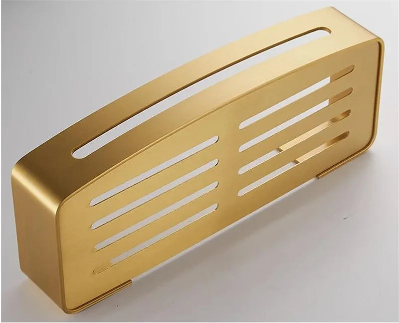 Corner Shelf Wall Mounted Bathroom Shelf Brushed Gold Aluminum Bath