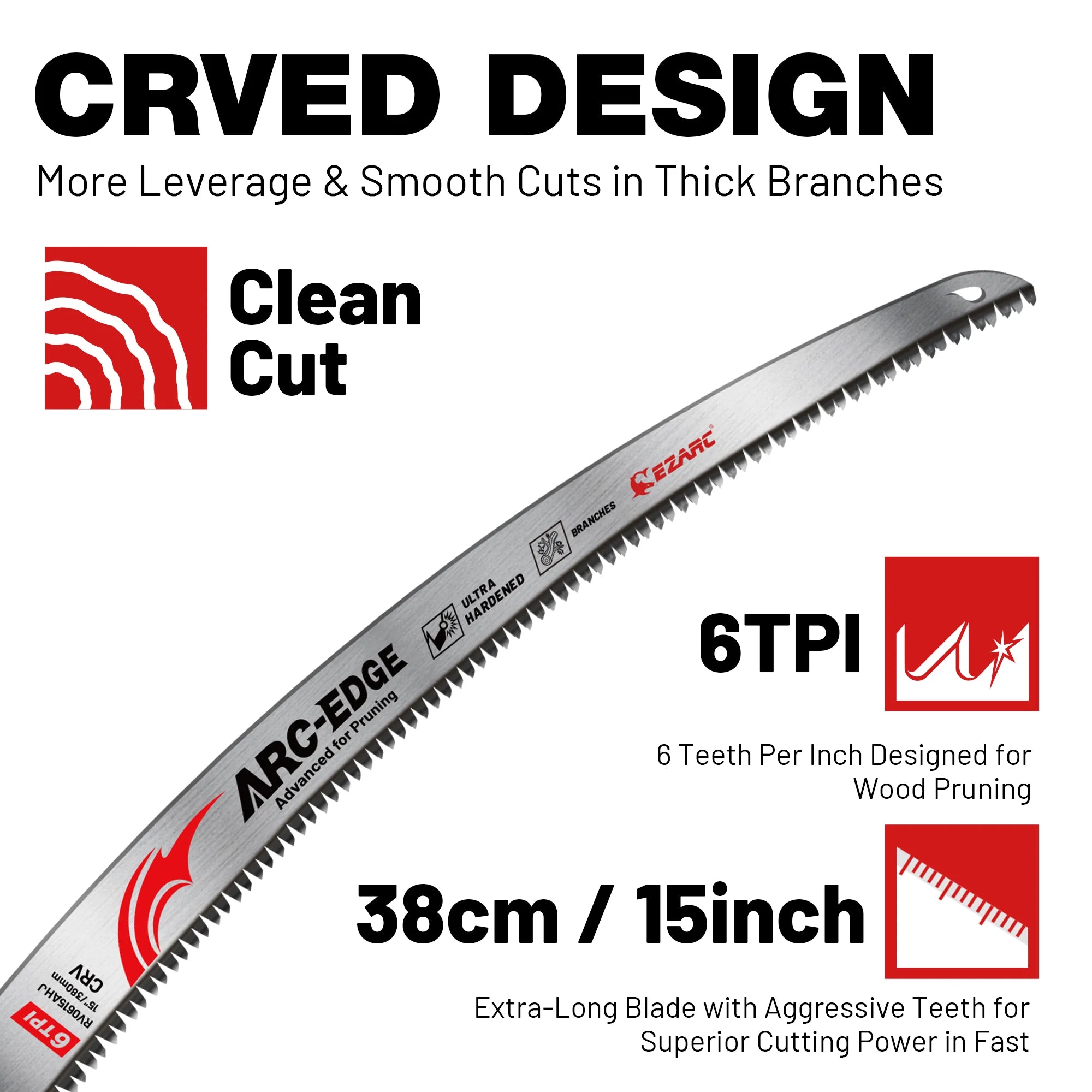 EZARC 15" Japanese Tooth Reciprocating Saw Blade – 6TPI CRV Wood