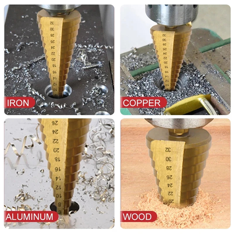 Step Drill Bit Saw Drill Bit Set Titanium 4-12 4-20 4-32mm Wood Metal