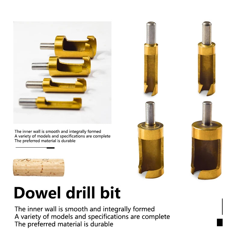 XCAN 4pcs set Barrel Cork Drill Bit Titanium Coated Wood Plug Cutter