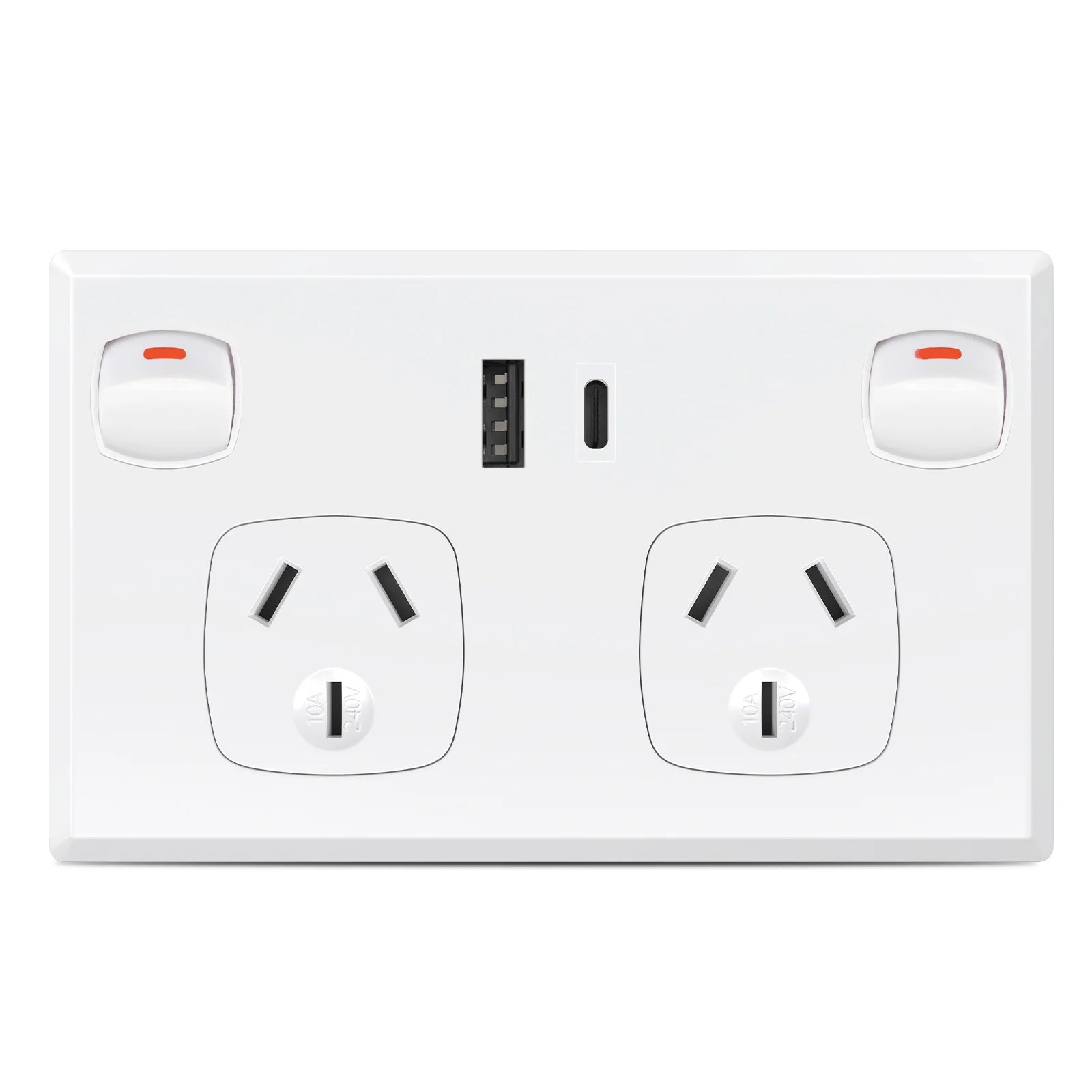 Australian Standard USB Wall Socket Dual Outlet with Type-C and