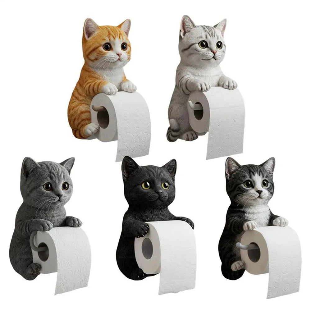 Wall Mounted Toilet Paper Roll Holder Decorative Cat Shape Paper