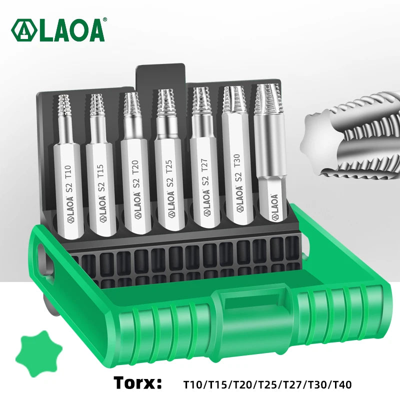 Screw Extractor Bit Set – 7-Piece Torx & Hex Damaged Fastener Removal Tool (S2)