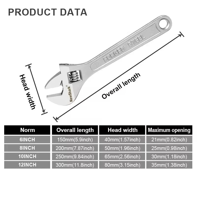 Adjustable Wrench Large Openin Long Handle Universal Spanner Clamp