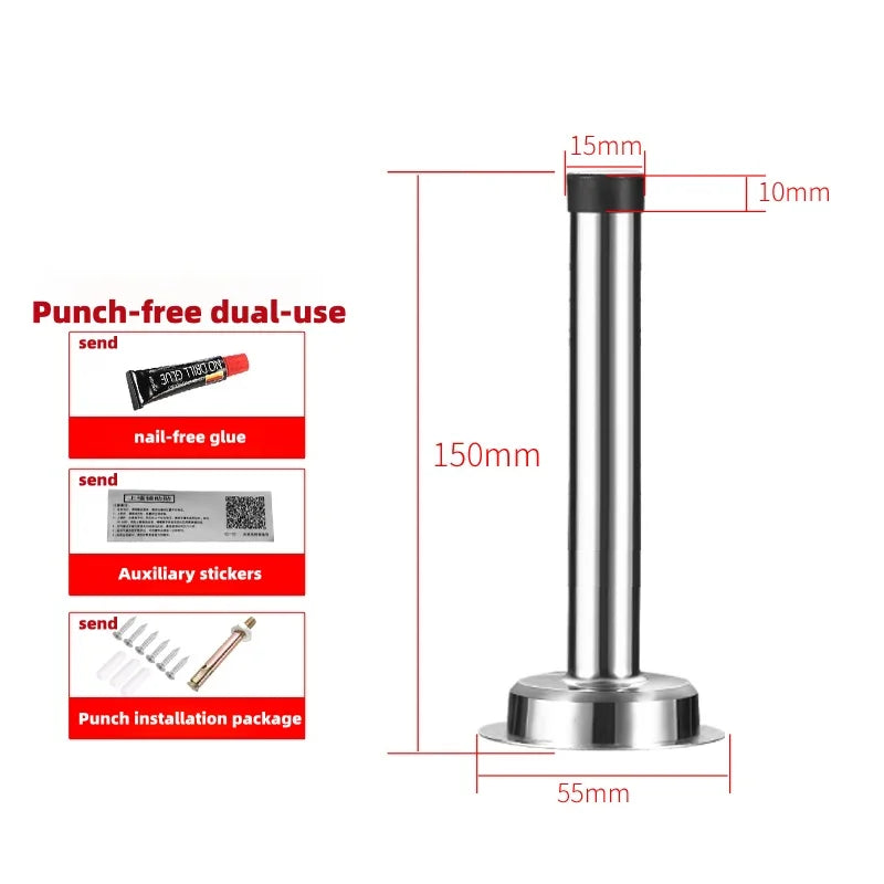 Drill-Free Silent Door Stopper - Extra Long & Thick Door Holder