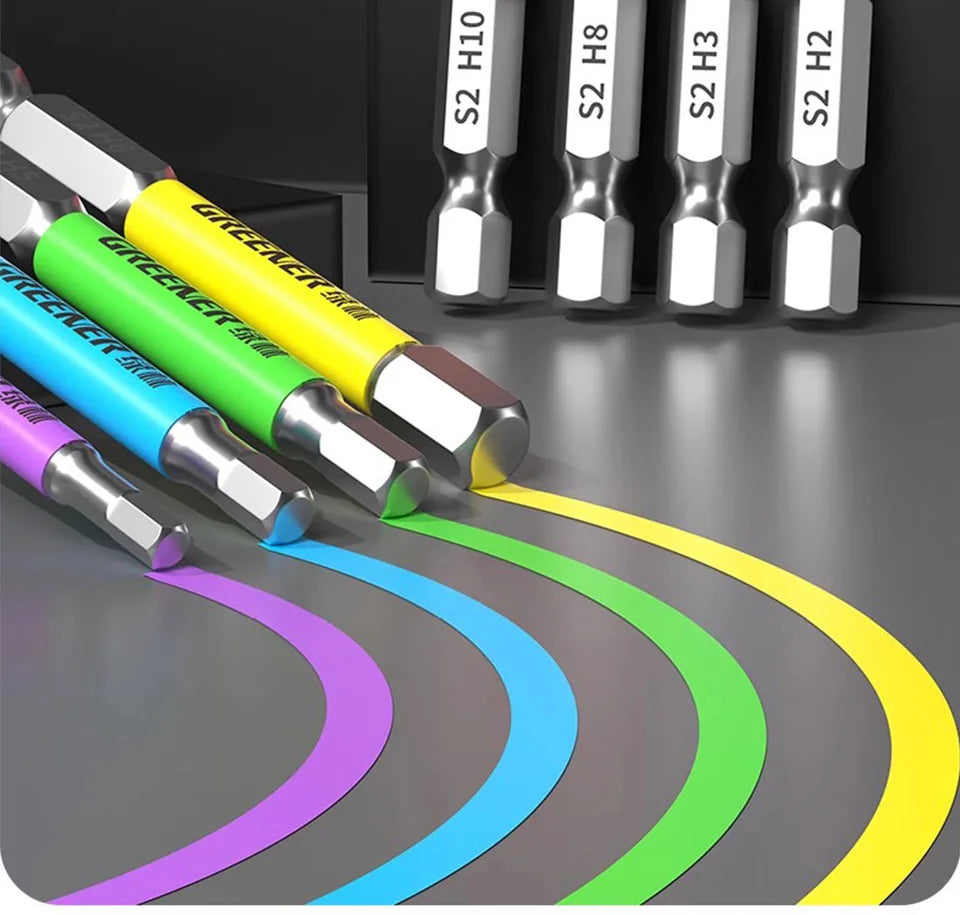 GREENERY Rainbow Hex Head Allen Wrench Screwdriver Bit Set S2